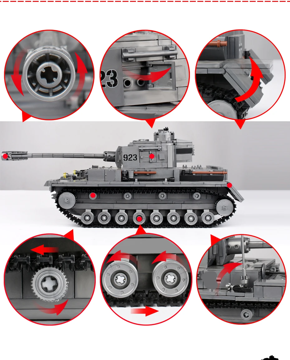 KAZI, большие танковые блоки Panzer IV, 1193 шт., строительные блоки, военный армейский конструктор, развивающие сборочные игрушки для детей, подарок