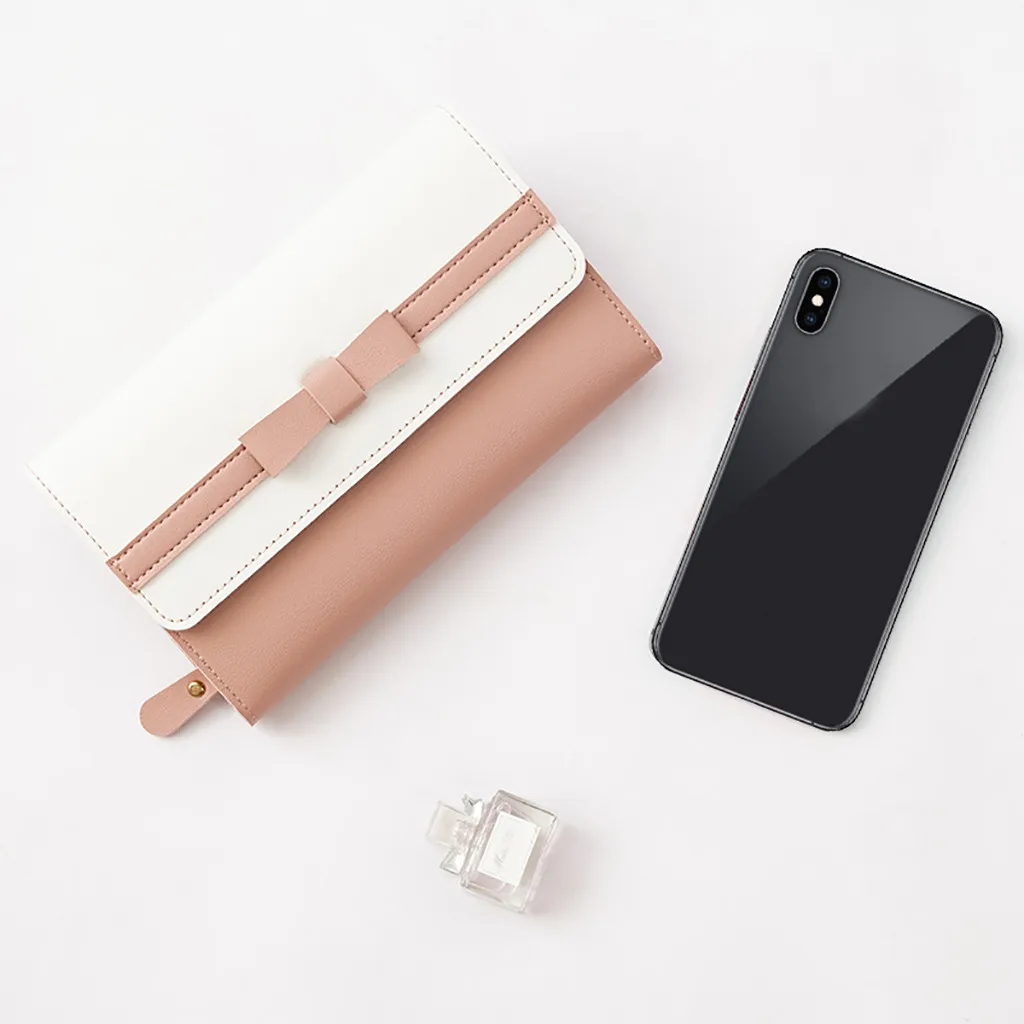 Женская мода, дикий простой стильный большой вместительный Длинный кошелек с бантиком для карт, carteira feminina billeteras para mujer 50