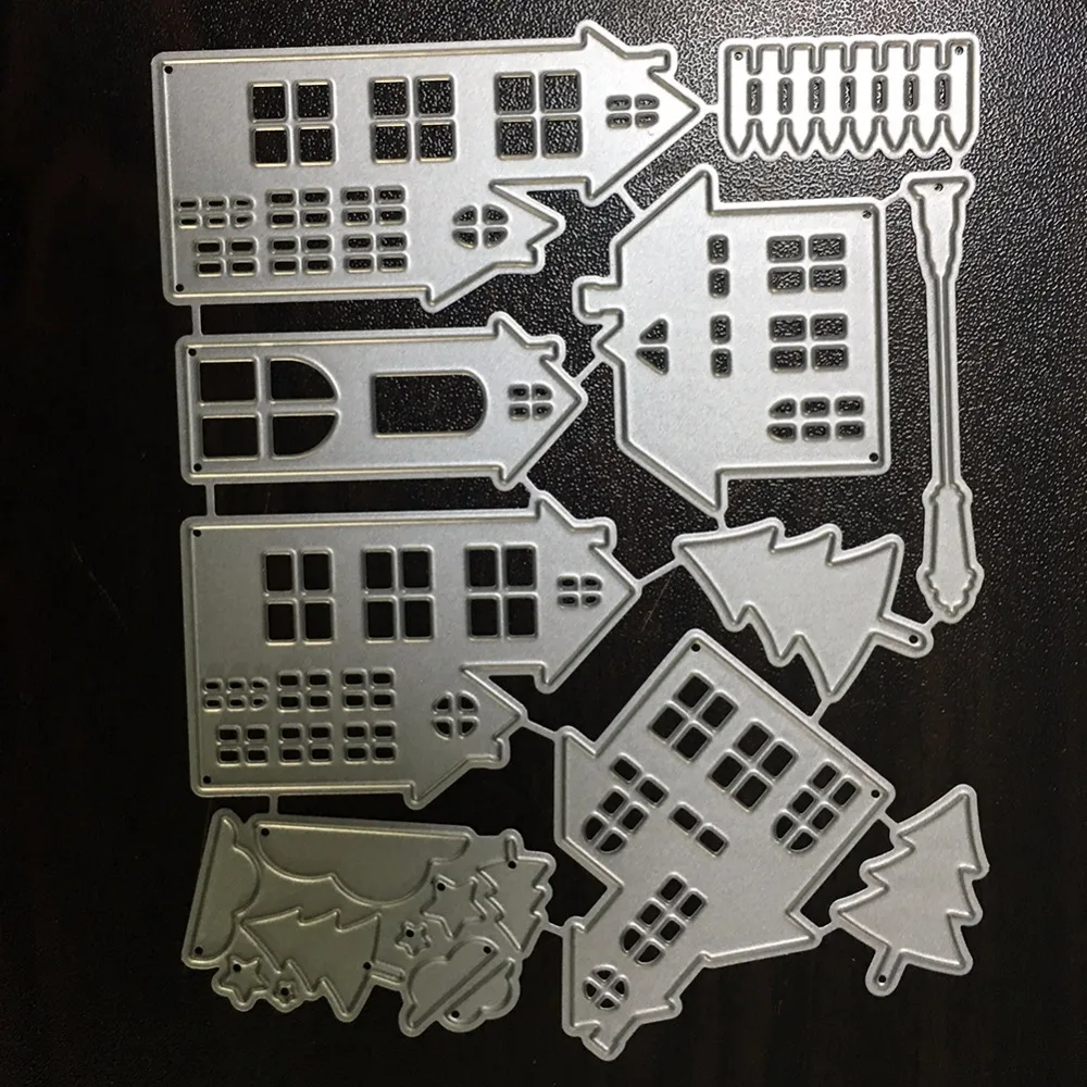 Estel City House Building Metal Steel Cutting Dies Stencil 139*109mm For DIY Scrapbooking Paper Embossing Template Cutter Craft | Дом и сад