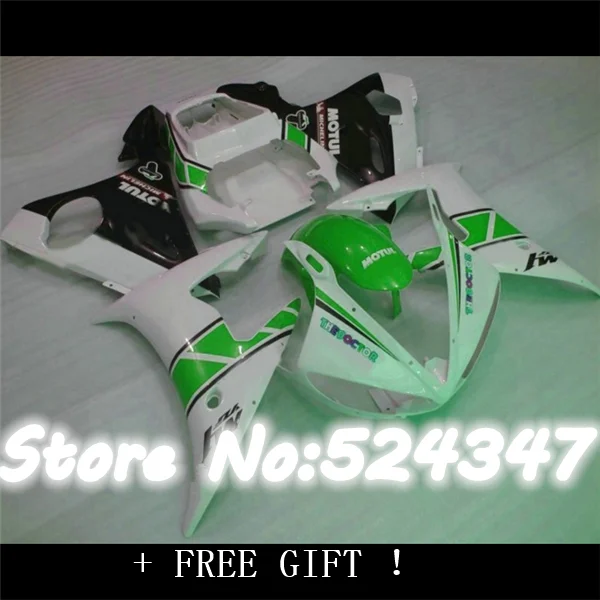 

Injection Hight quality motorcycle fairings kit for 2003 YZFR6 2004 2005 YZF R6 03 04 05 YZFR600 white green fairing parts
