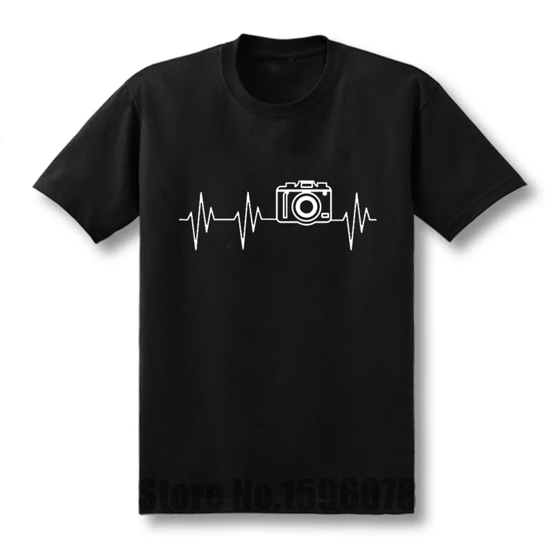 2016 New photographer heartbeat photo T-shirts Cotton Short Sleeve Summer T Shirts Hip Hop free shipping | Мужская одежда