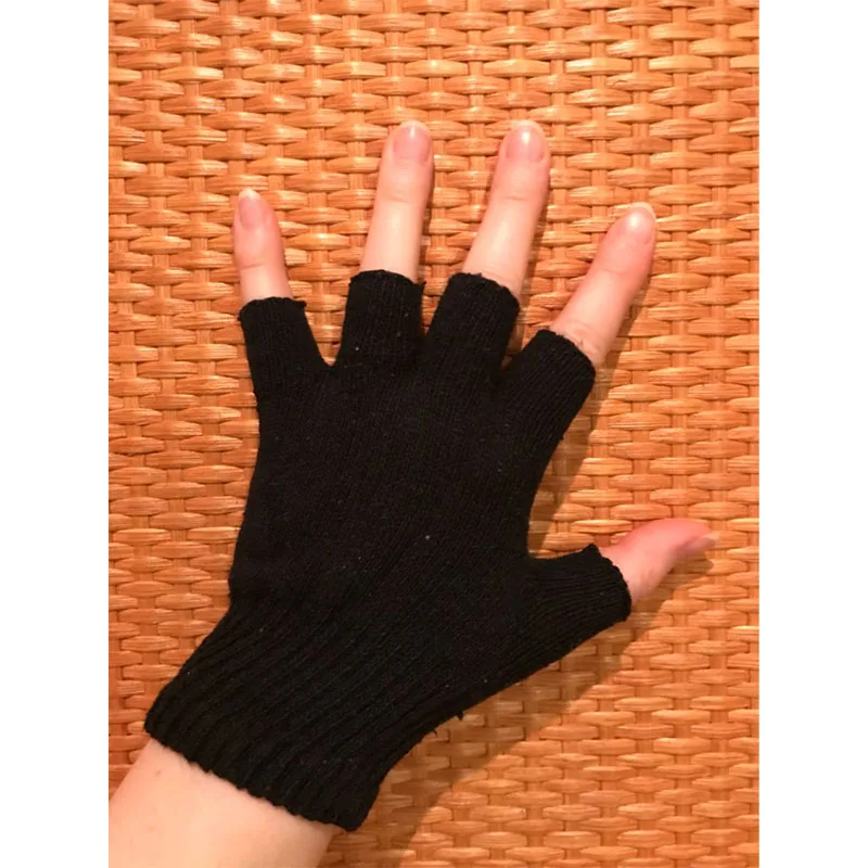 

Women Men Fingerless Gloves Solid Without Fingers Winter Gloves Casual Hand Warmer Knitted Crochet Balck Mitten Ladies Cotton