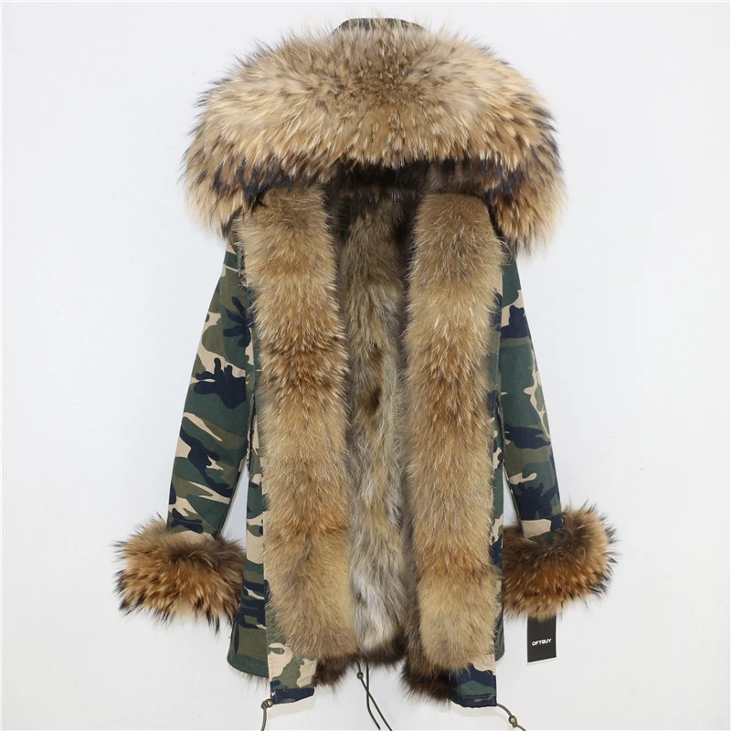 camo natural F Зимняя куртка женская брендовая новая парка пальто из натурального меха енота воротник из натурального Лисьего меха Толстая теплая верхняя одежда уличная одежда - Цвет: camo natural F