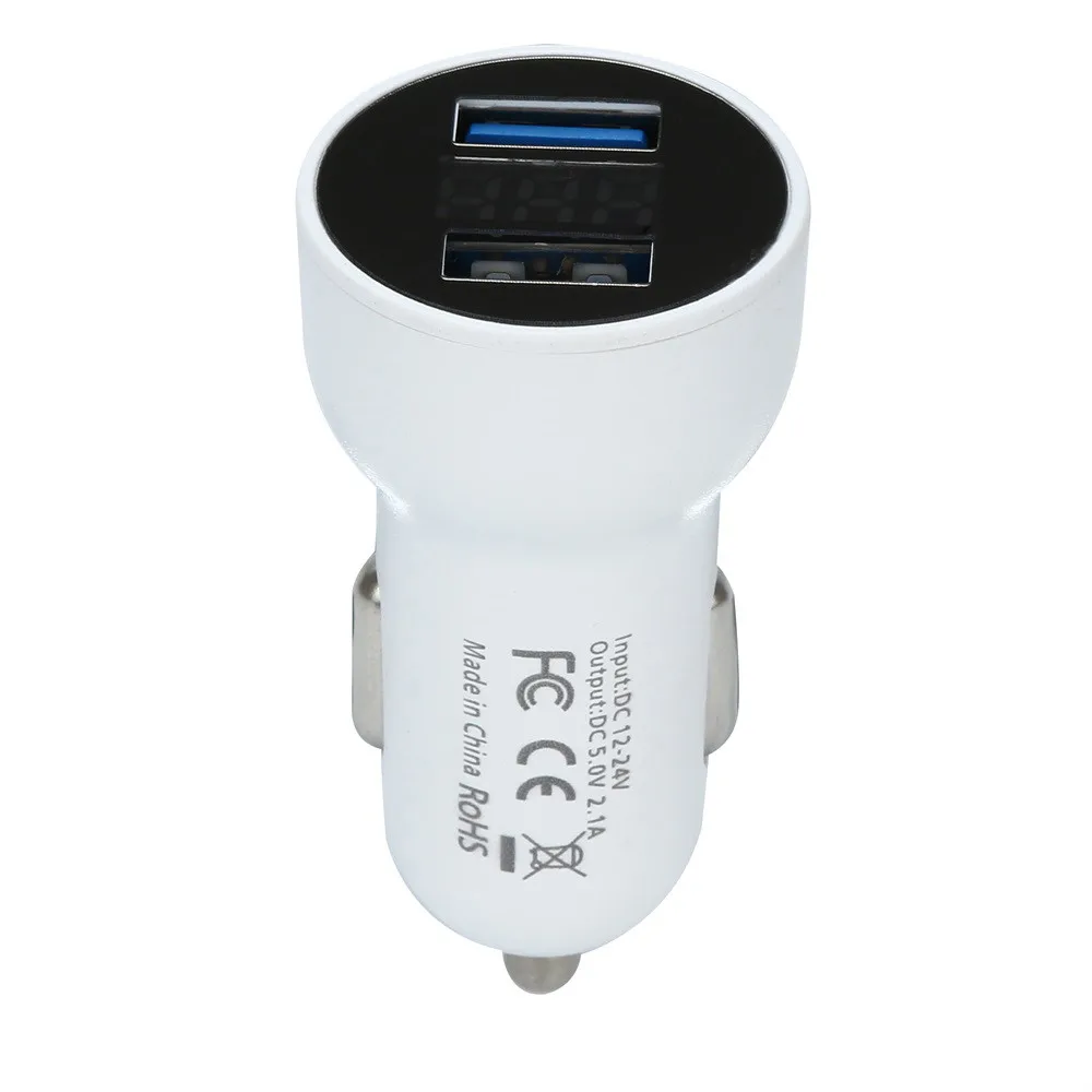 Франшиза 2019 2.1A двойной USB Автомобильное зарядное устройство 2 порта ЖК дисплей 12