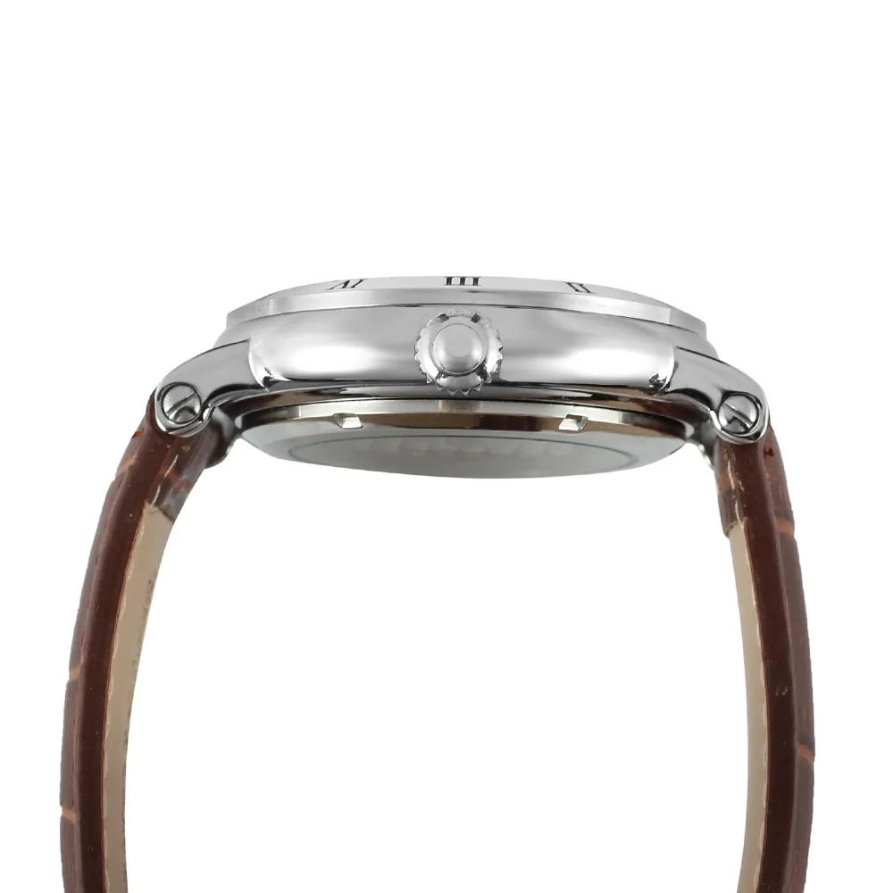 FORSINING Роскошные Дизайнерские римские цифры ободок коричневые кожаные мужские