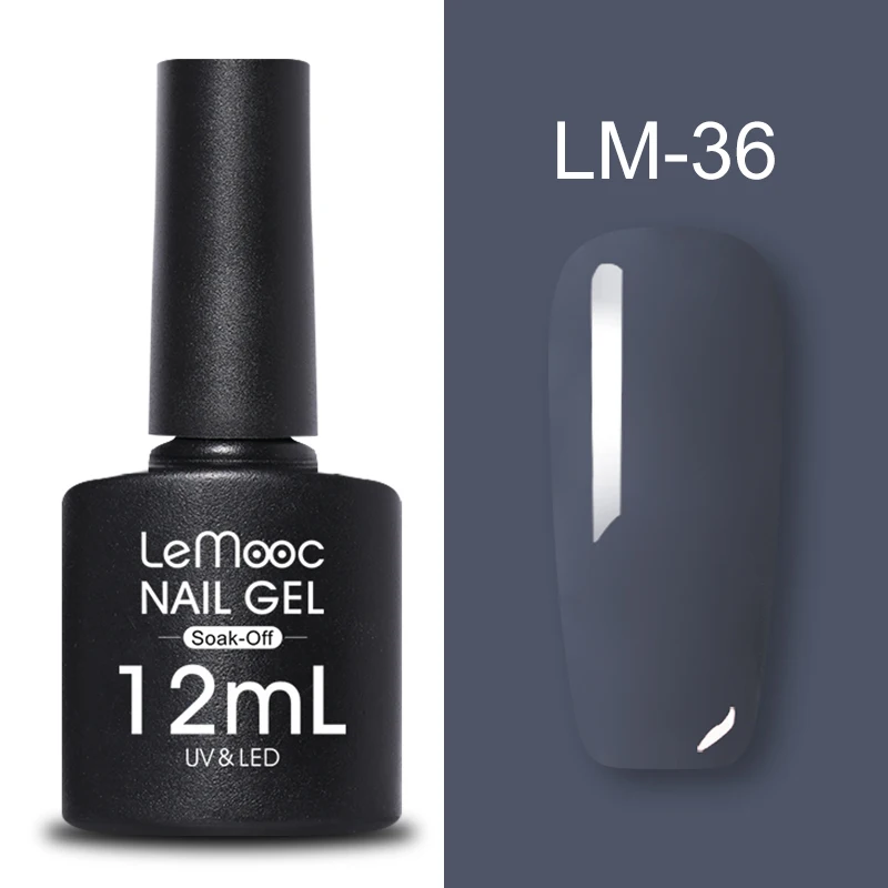 LM-36 LEMOOC, 12 мл, Гель-лак для ногтей, гибридный лак, все для маникюра, блеск для ногтей, верхнее Базовое покрытие, UV Vernis, Полупостоянный лак для ногтей - Цвет: LM-36