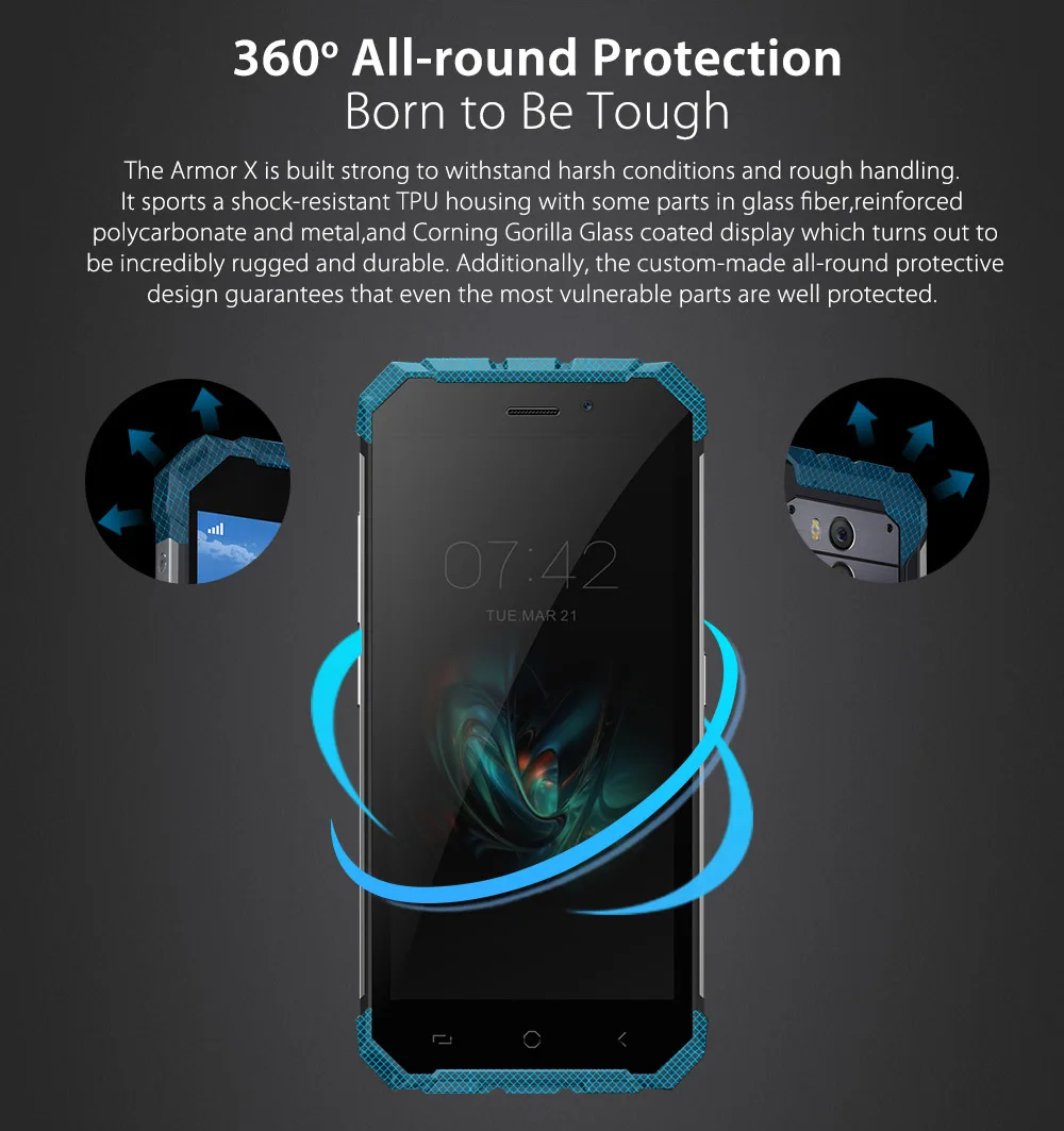 Ulefone Броня х Android 8 1 IP68 Водонепроницаемый 4G мобильный телефон MT6739 4 ядра 5