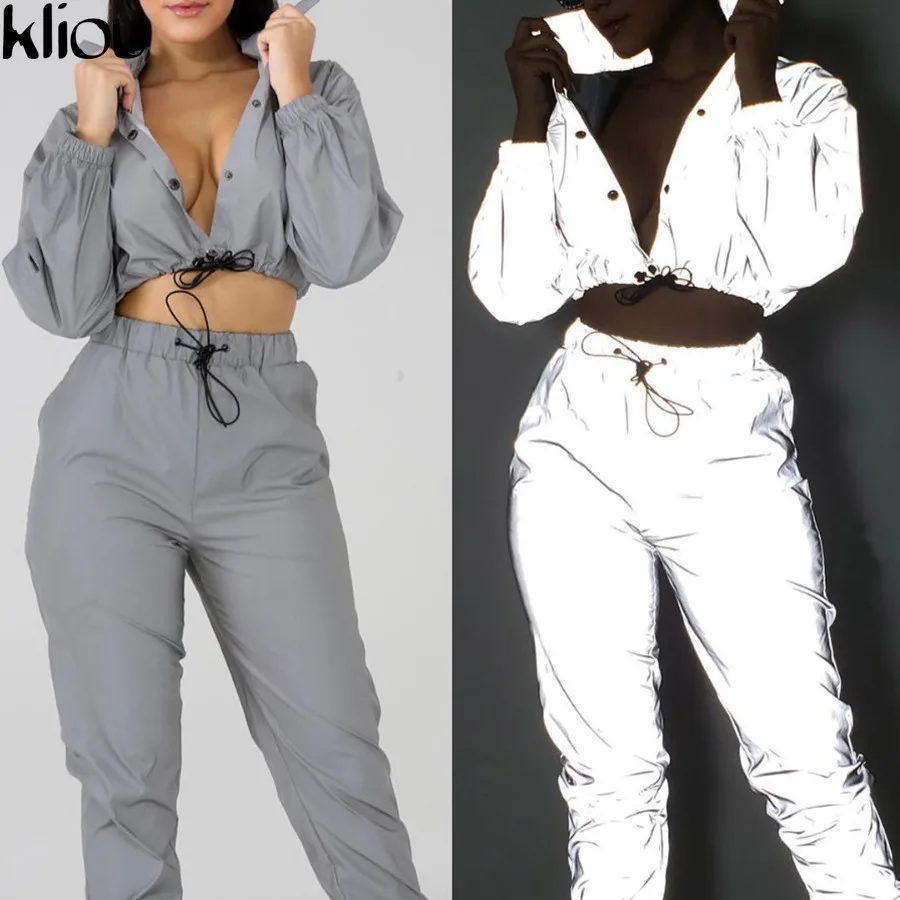 Новинка светоотражающая Женская мода куртки с длинным рукавом осенний наряд