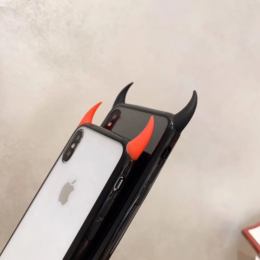 Горячая 3D с подвесками в виде милых Devil Corner прозрачный мягкий чехол для iphone 6 S 7 8 plus