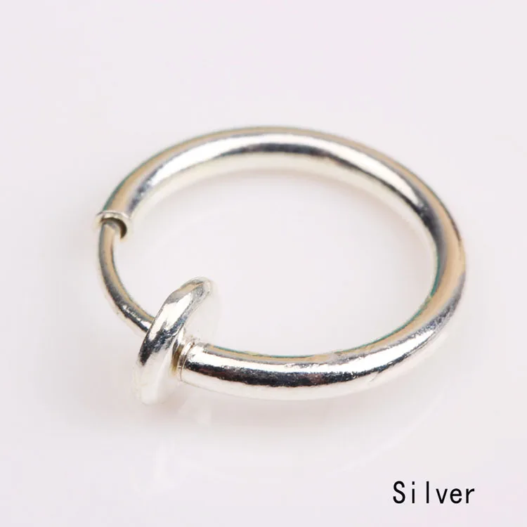 silver 1 шт. 13 мм модные панк клипсы Поддельные Пирсинг нос губы кольца серьги 4 цвета может дропшиппинг - Окраска металла: silver