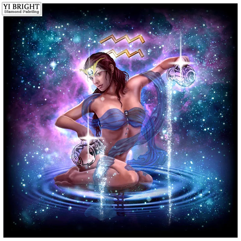 Полноразмерная/круглая Алмазная 5D картина Водолей сделай сам вышивка крестиком