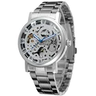 Мужские механические часы-скелетоны Winner, роскошные золотистые наручные часы из нержавеющей стали