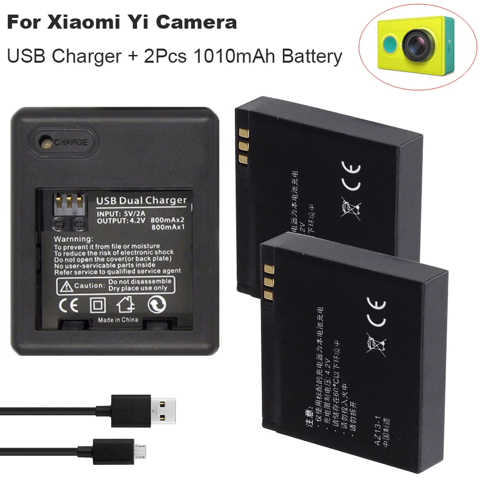 2X 3 7 в 1010 мА/ч XiaoYi литий-ионная аккумуляторная батарея + USB 2-стороннее зарядное