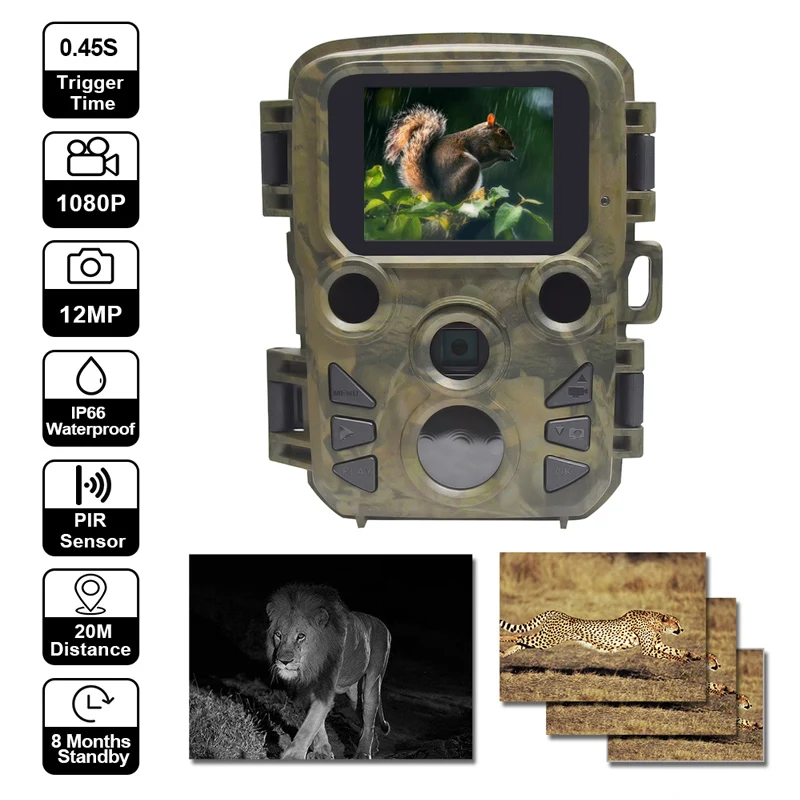 Мини Trail Камера 12MP 1080P охота игры фото ловушка 0 45 s движения дикой природы