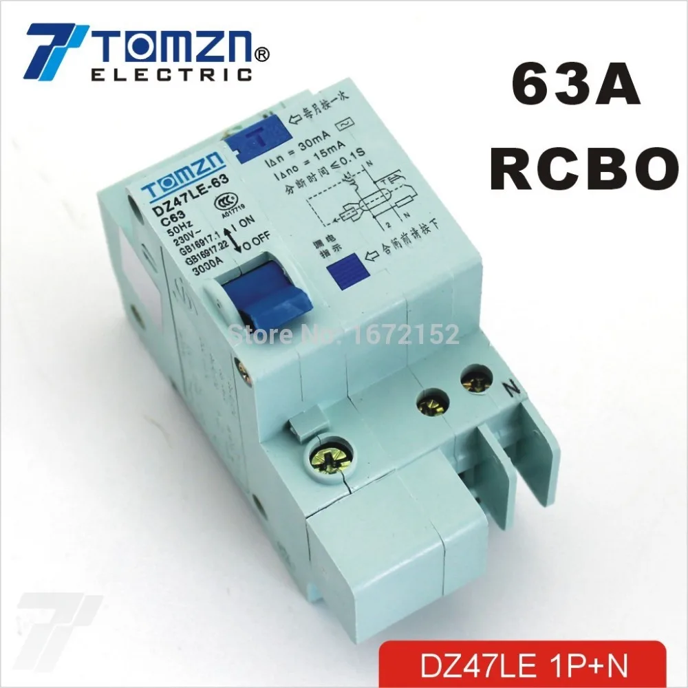 DZ47LE 1P + N 63A C Тип 230V ~ 50 HZ/60 HZ автоматический выключатель остаточного тока с защитой
