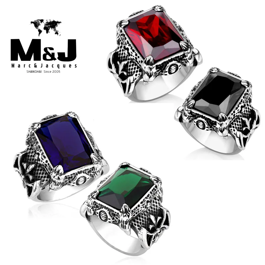 Красный синий черный зеленый большой камень Классический Коготь фианит