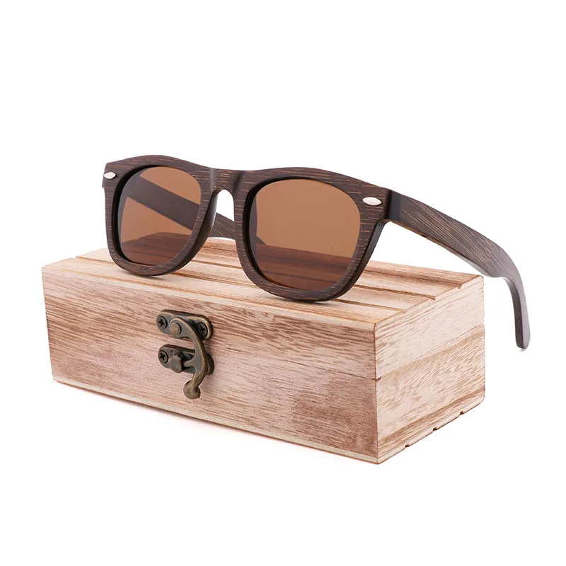 BrownWood Box Модные мужские и женские солнцезащитные очки чистого бамбука ручной работы, дерева, бамбука, рисовых ногтей очки поляризационные glassesdrivingsungla - Цвет линз: BrownWood Box