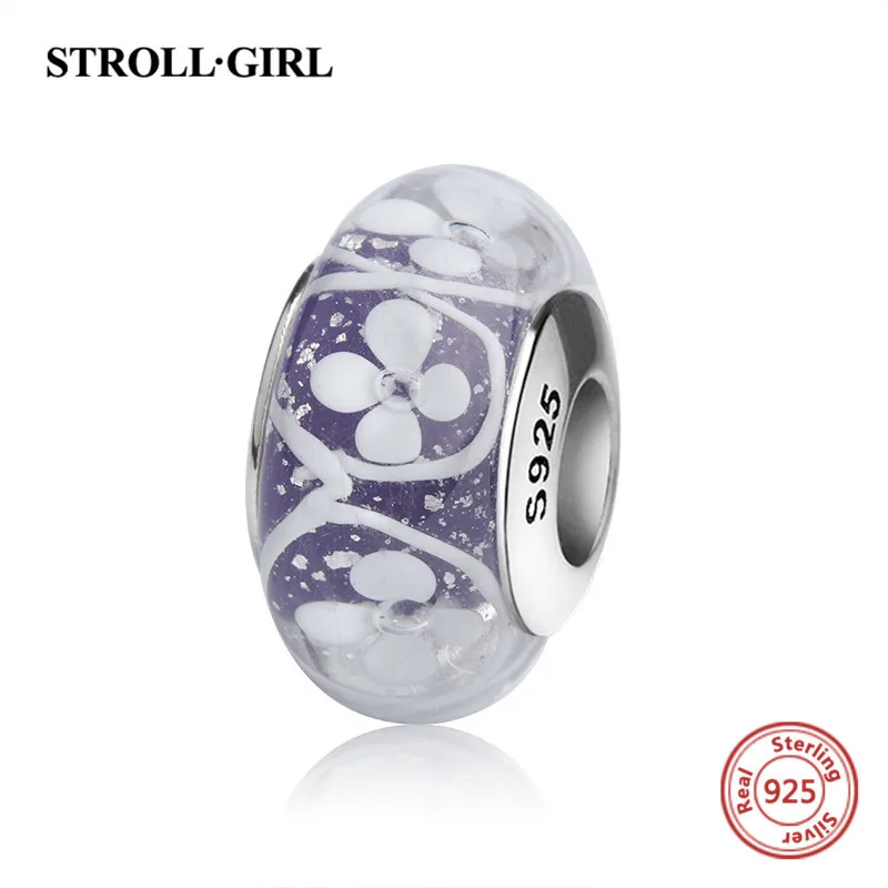 TG1040 StrollGirl red color Murano glass beads 925 sterling silver diy charms fit authentic pandora bracelet jewelry making women gifts - Цвет: TG1040