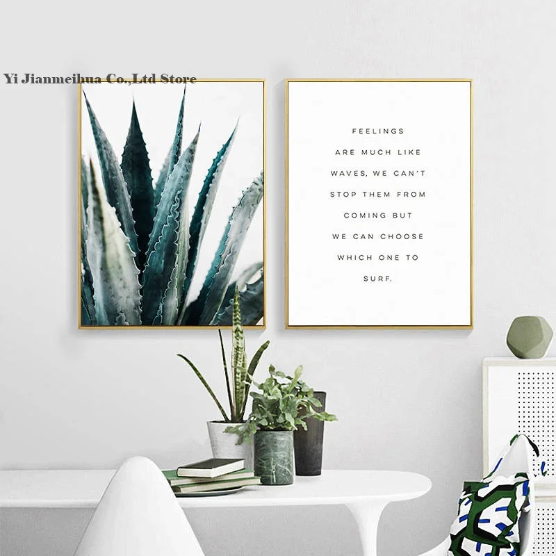 

Nordic Canvas Painting living room cuadros decoracion Poster Green Aloe Succulent Plants modern minimalist Wall Murals