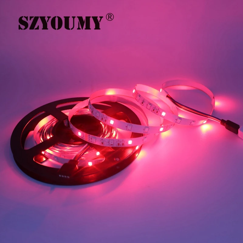 SZYOUMY 50 м (10 комплектов) RGB 2835 светодиодная полоса света 60LED/M без водонепроницаемого