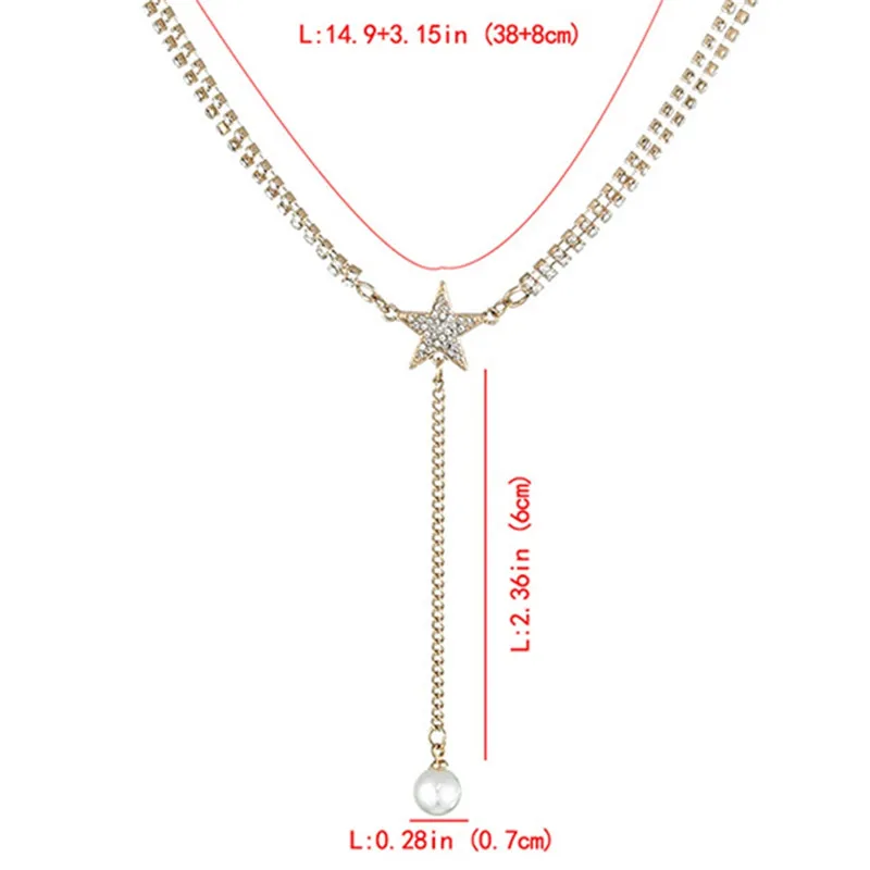 Ожерелье-чокер с кристаллами и звездами искусственным жемчугом | Украшения