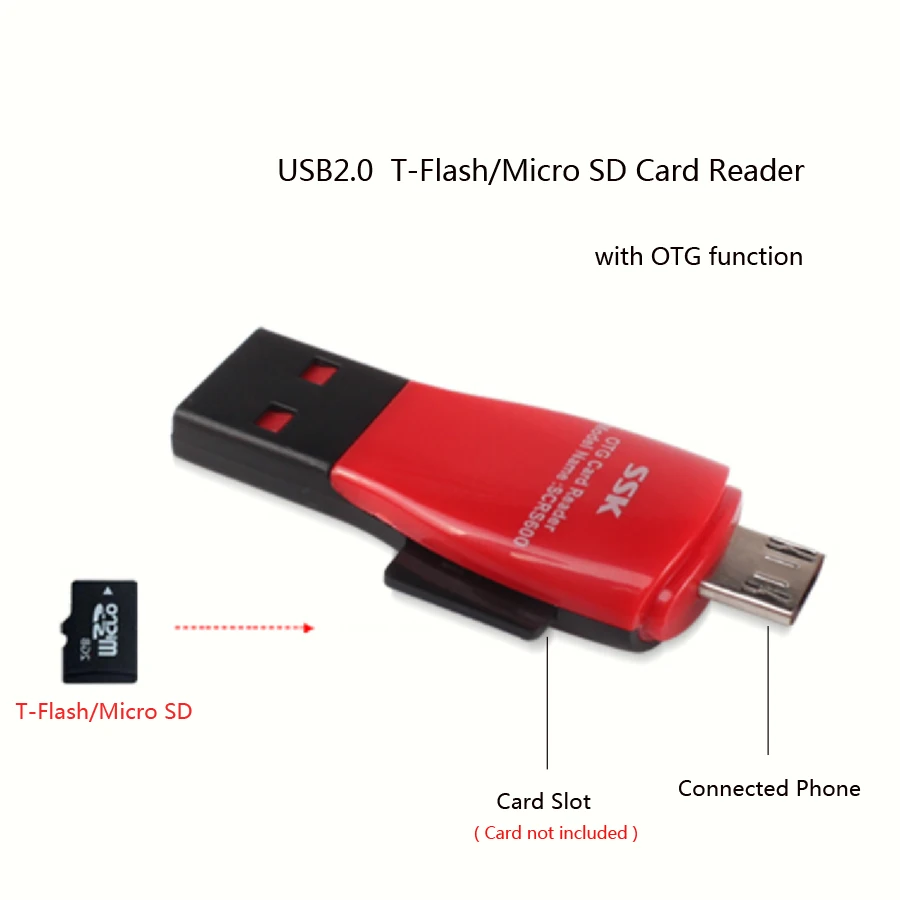 Лидер продаж картридер SSK SCRS600 USB 2 0 поддержка Micro SD/T Flash карты с функцией OTG для