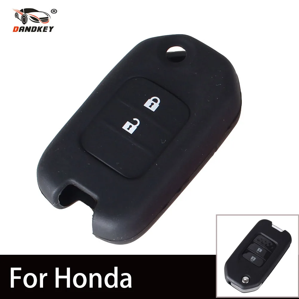 DANDKEY Silicone Car key Cover Remote Case For Honda Fit Marina Wisdom XRV CITY 3 Buttons Folding Flip Fob Rubber Protector | Автомобили и