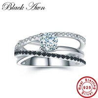 black awn 925 sterling silver jewelry trendy wedding rings for women black spinel engagement ring femme bijoux bague c010