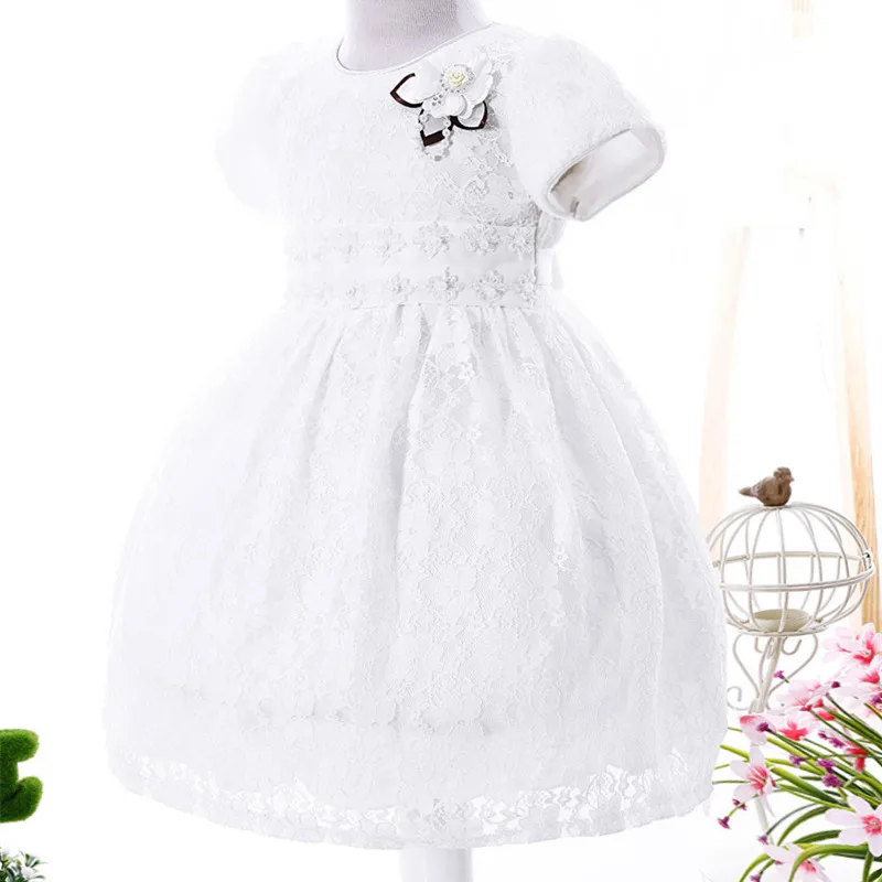 

New Baby Girls Princess Flower Dress Spring Summer Infant Girl Pearls Party Birthday Dresses Clothes 0-2age,3Color