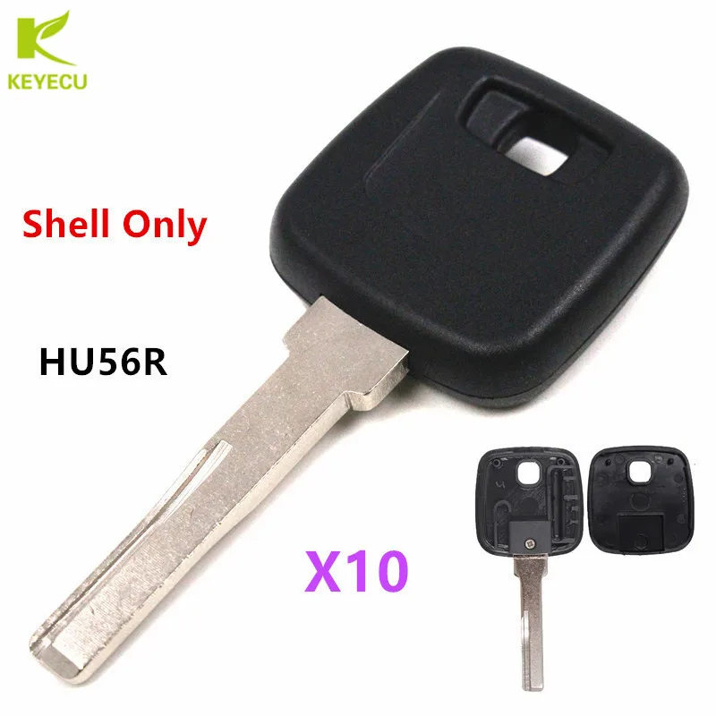 

KEYECU 10PCS/LOT Replacement Key Blank Transponder Key Shell Uncut HU56R Blade for Volvo VOLVO S40 V40 S60 S80 XC70 1997-2006