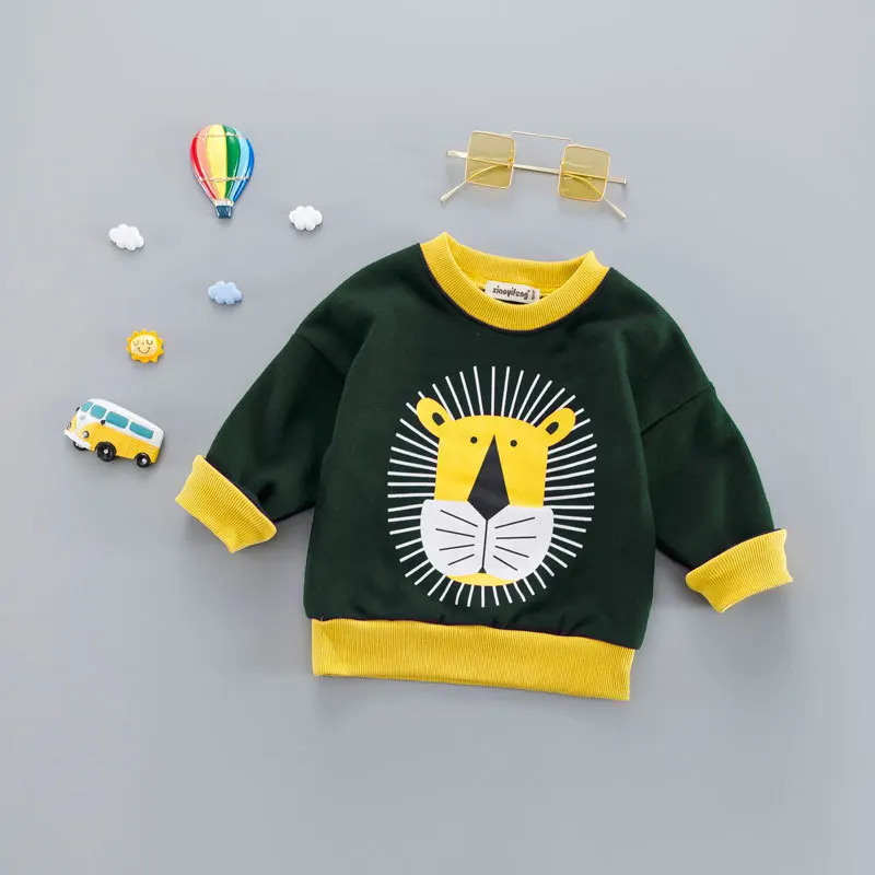 Свитера для мальчиков с рисунком Льва на весну и осень детский пуловер девочек