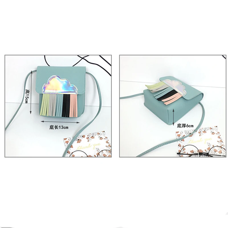 Модные женские сумки мессенджеры с лазерными облаками и кисточками 2019 Мини для