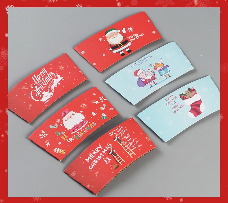 100 шт. кофе чашки рукав одноразовый держатель для чашек Merry Рождество украшения чай бумажный стакан для сока рукав анти-чехол с защитой от нагрева Индивидуальные