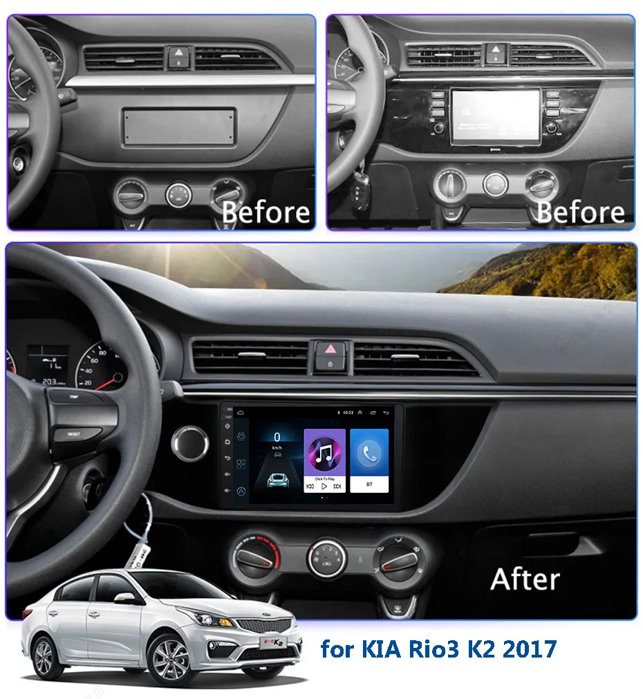 10 1 дюймовый 2.5D IPS закаленный HD мультисенсорный экран Android 8 NAVI для KIA Rio3 K2 2017 с Bluetooth