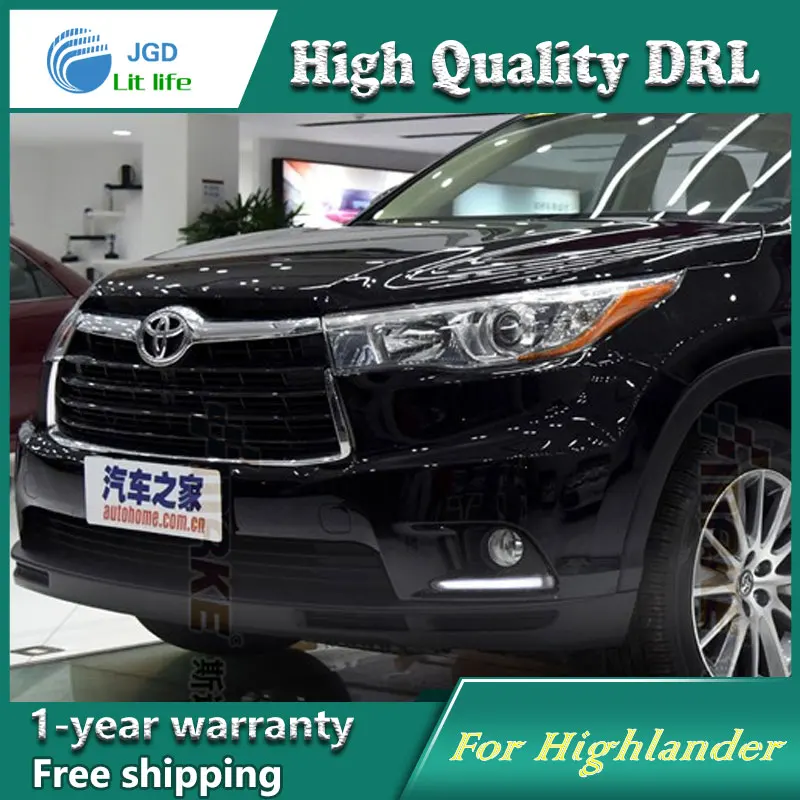 Free shipping !12V 6000k LED DRL Daytime running light case for Toyota Highlander 2015 fog lamp frame Fog Car styling | Автомобили и