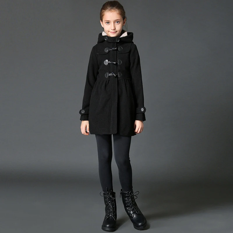 Зимнее пальто для девочек BAYALI детская Длинная шерстяная куртка брендовая