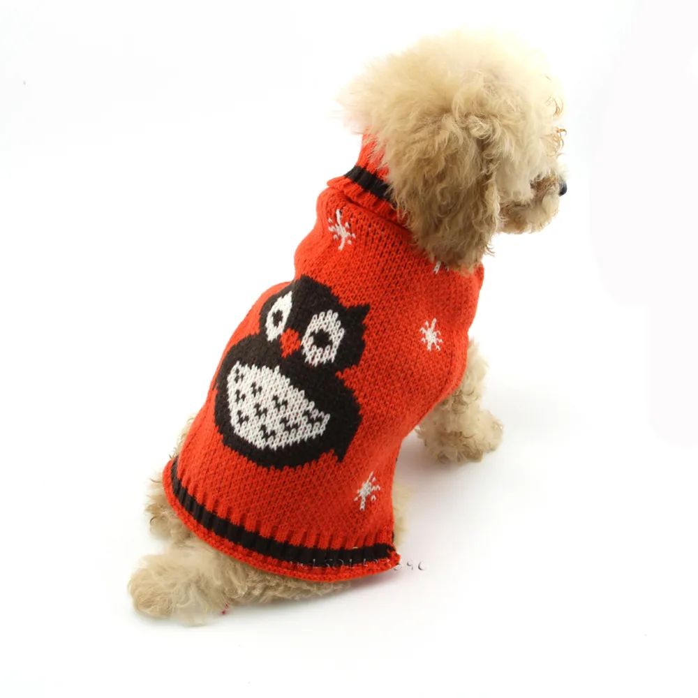 Свитер для собак на Хэллоуин с совой теплый вязаный свитер маленьких и кошек