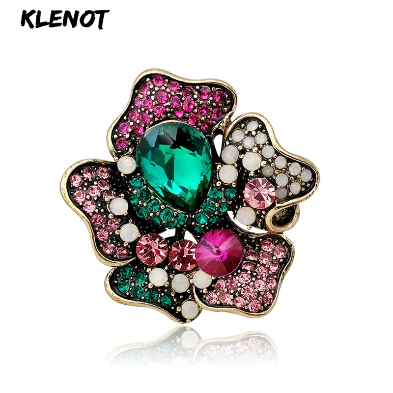 Женские винтажные Броши с цветными кристаллами большие цветочные булавки