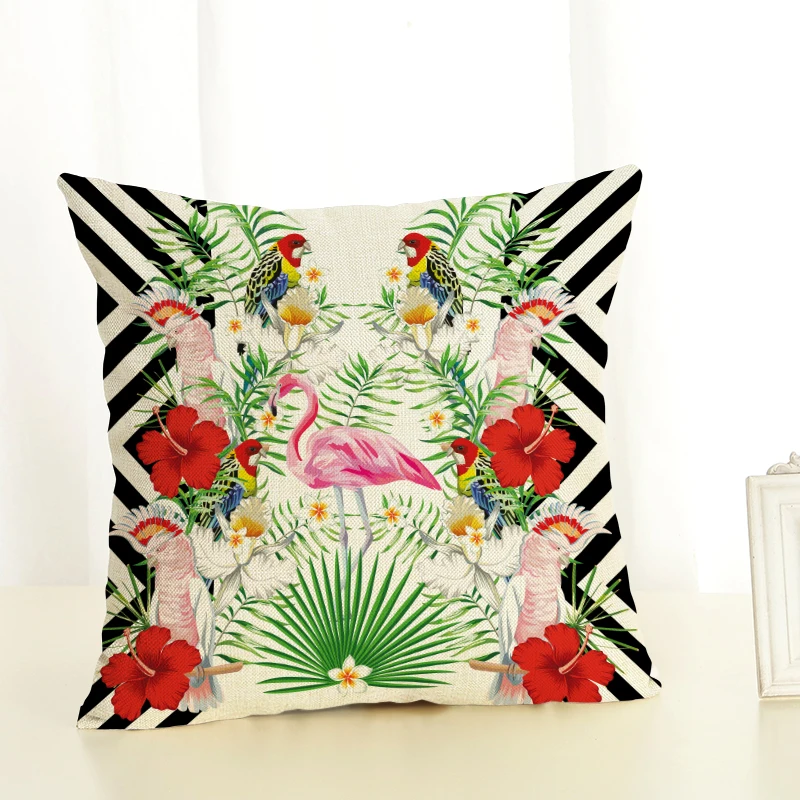 Наволочка 45x45 подушка с Фламинго Чехол для дивана декоративная наволочка подушки