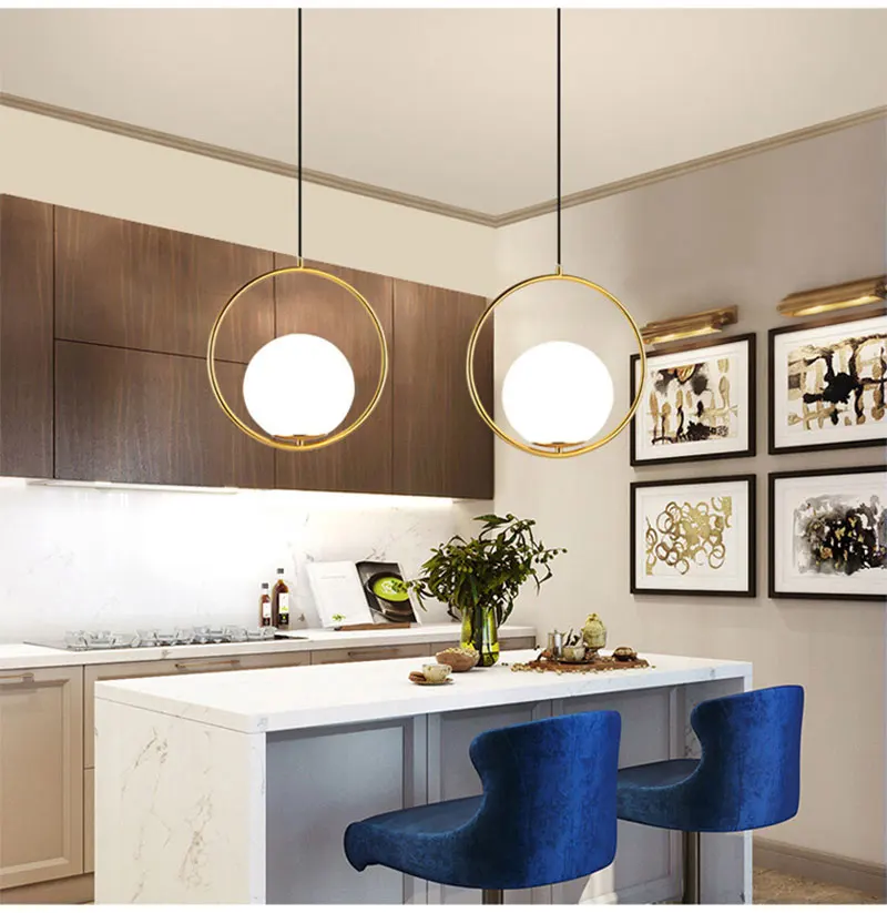 Homhi круглый стеклянный шар подвесной светильник led decoracao кухонный светильник скандинавский дом деко спальня Лофт светильник Золотая комнатная Подвесная лампа