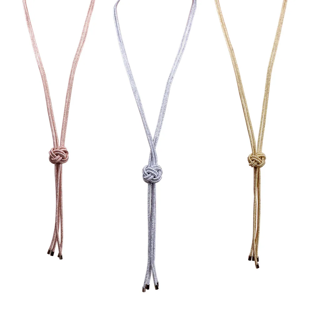 

New arrival double- strand gold wire chain necklace with knotted design 32 inch roma lariat long necklace