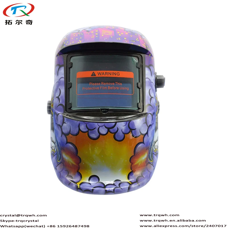 trqwh 92*45mm Grinding Monster Shooting Purple Auto Darkening Solar Li Battery Head Protective Welding Helmet TRQ-HD03-2233DE |