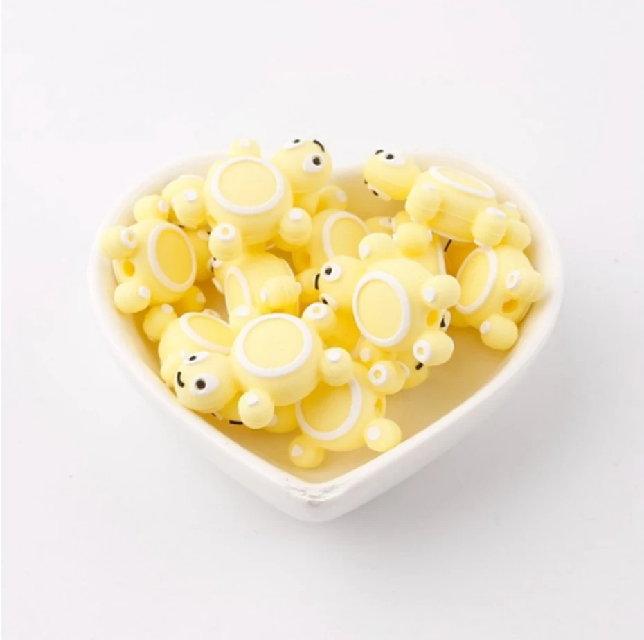 Tortoise Yellow 6 шт. силиконовый бисер ребенок прорезывание зубов мини черепаха прекрасный мини черепаха BPA бесплатно DIY пустышка цепи клип жевательные Детские Прорезыватели Diy игрушки - Цвет: Tortoise Yellow