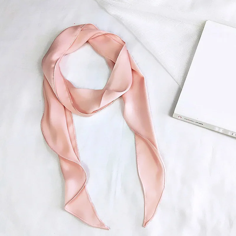 Женская атласная повязка на голову элегантная маленькая однотонная бандана из