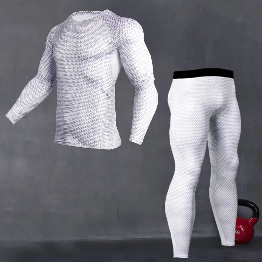 

mma rash guard men's running clothes 2019 brand compression clothing leggings long-sleeved knitwear union suit MMA shirt S-4XL