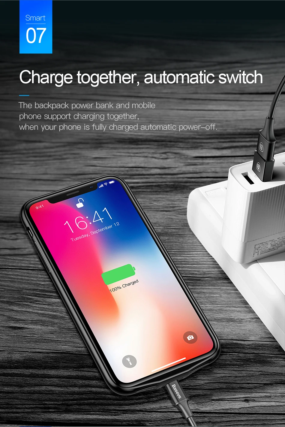 Чехол для зарядного устройства Baseus для iPhone X, чехол 3500 мАч, внешний аккумулятор, чехол, ультра тонкий внешний резервный аккумулятор, чехол