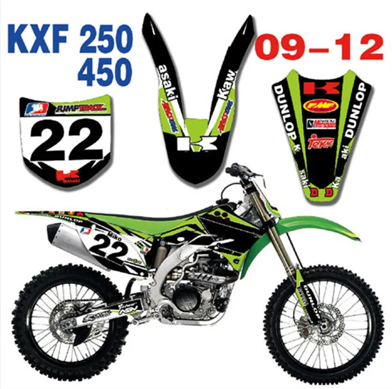 Мотоцикл Графика наклейки для Kawasaki KX250F KXF250 2009 2010 2011 2012 KXF 250 KX 250F KXF450 KX450F|Наклейки и