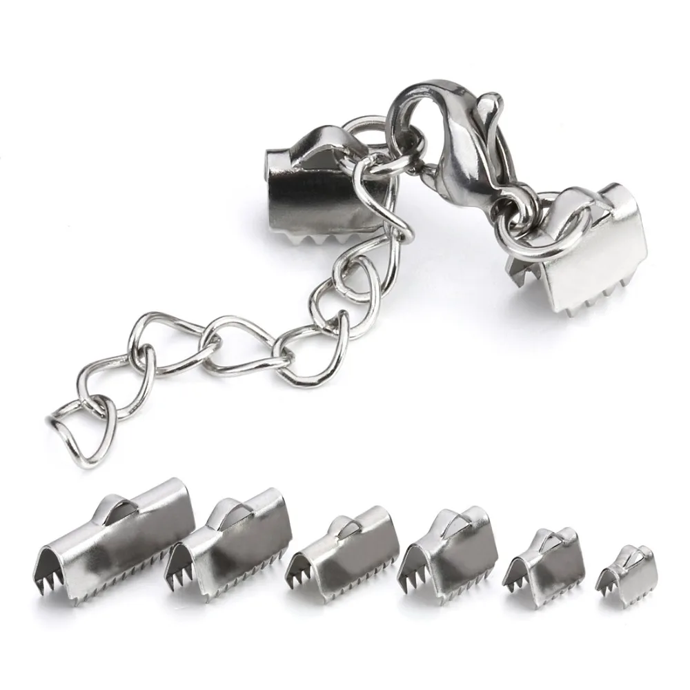 Концевые застежки для шнура из нержавеющей стали 10 компл./лот|clasps connector|fastener