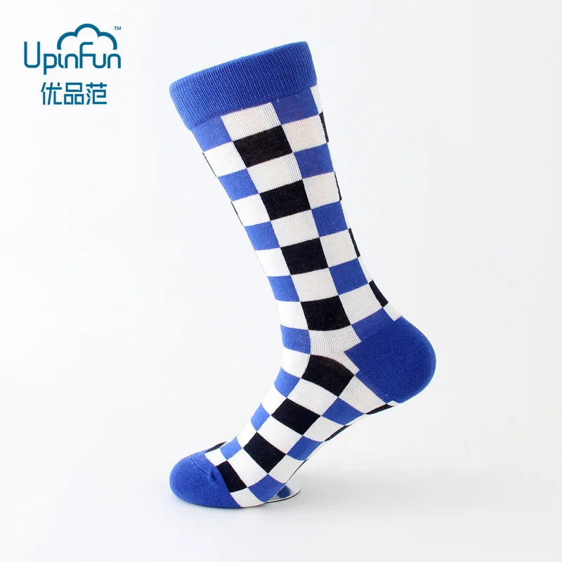 Носки мужские в клетку 4 пары/Лот хлопок шахматные геометрические стиль