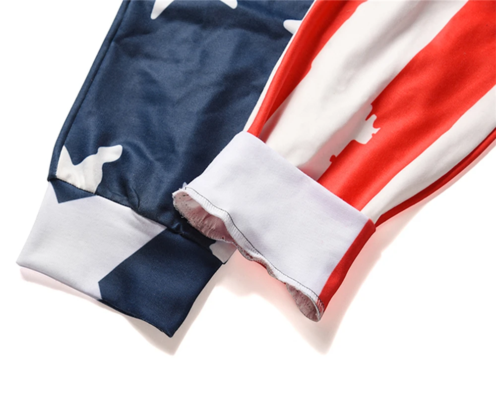 

Large size home clothing autumn and winter new hooded jacket star striped flag printing couples onesies cosplay costume anime
